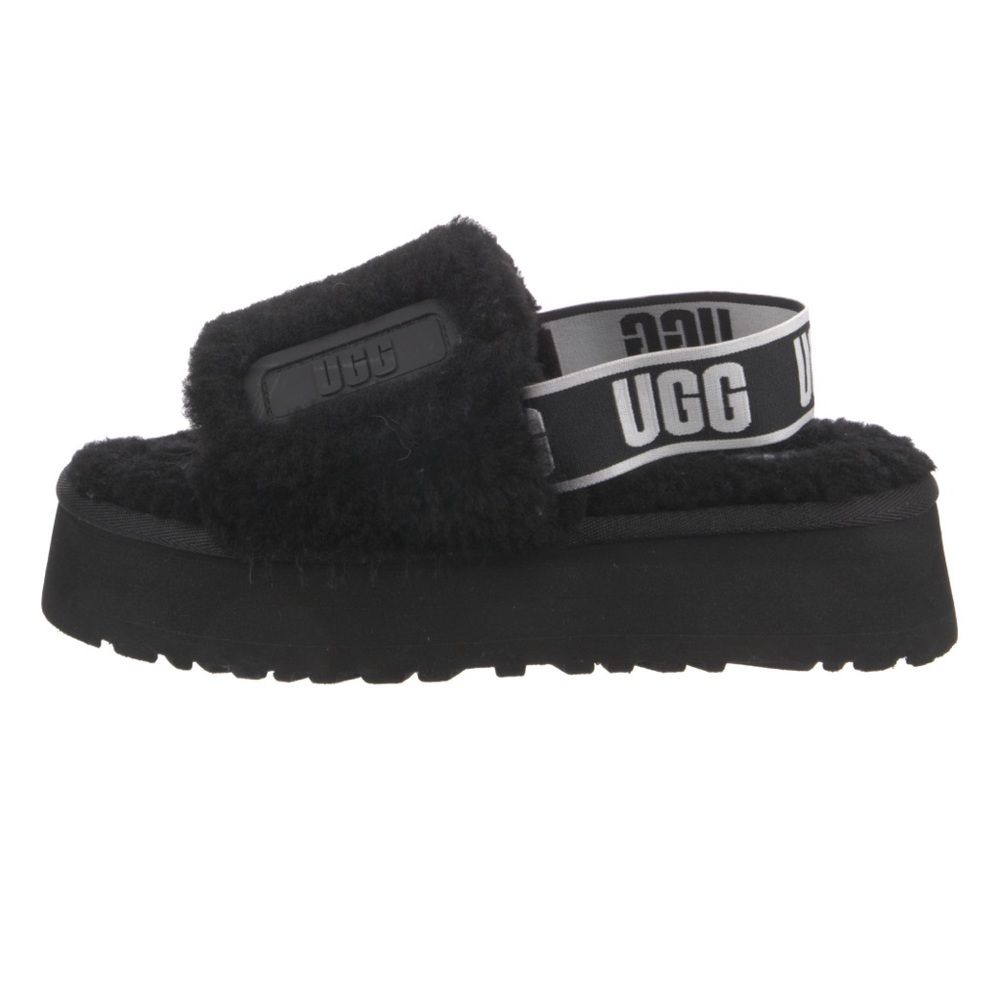 UGG preloved condition shearling slingback black women’s sandals in size US 6